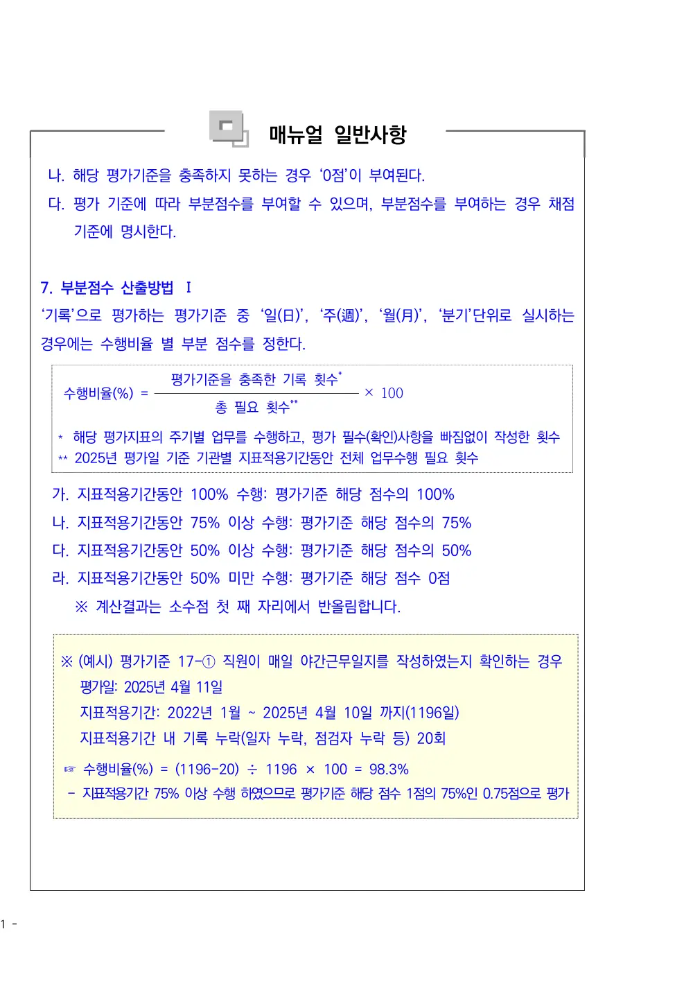 2025년 시설급여(노인요양시설) 평가매뉴얼 원본 쪽 1/1