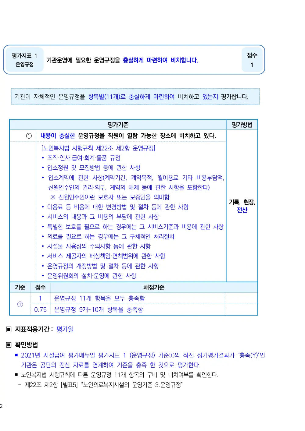 2025년 시설급여(노인요양시설) 평가매뉴얼 원본 쪽 1/2