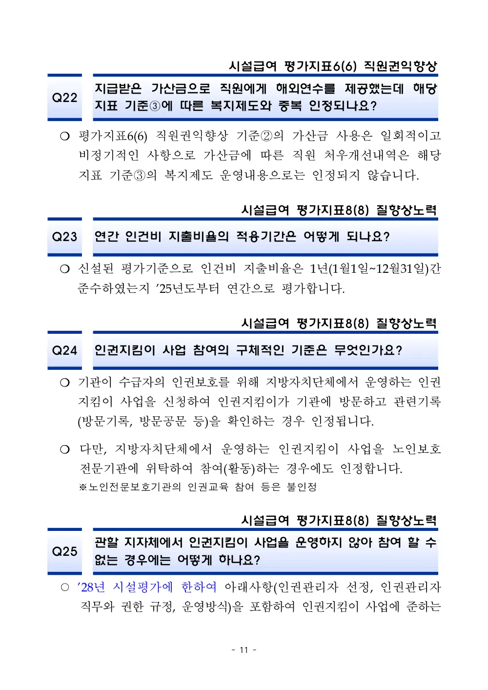 2025년 시설급여 평가매뉴얼 다빈도 Q&A 사례집(3차, 수정) 원본 쪽 1/1